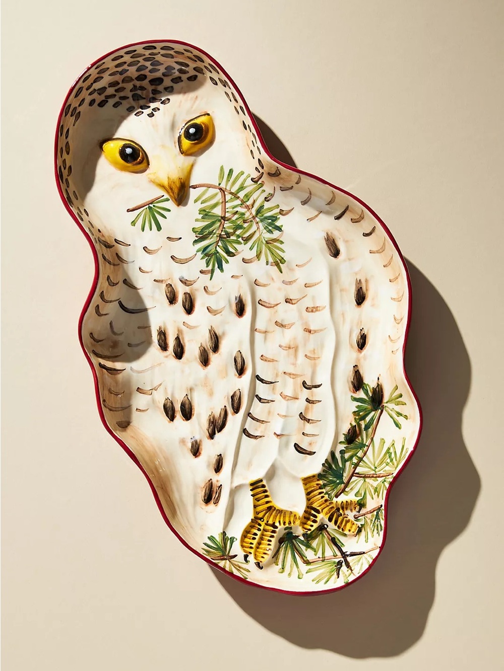 Nathalie Lete Anthropologie Snowy Owl platter tray dish 🦉